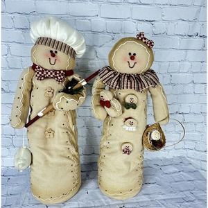 2 Matching Extendable Mr & Mrs Gingerbread Standing Christmas Figures Greeters